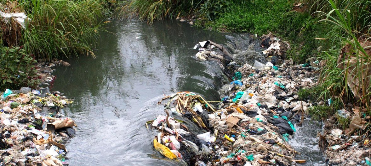 Huge amounts of waste including plastics are thrown from in the Kenyan capital of Nairobi into the Nairobi river.