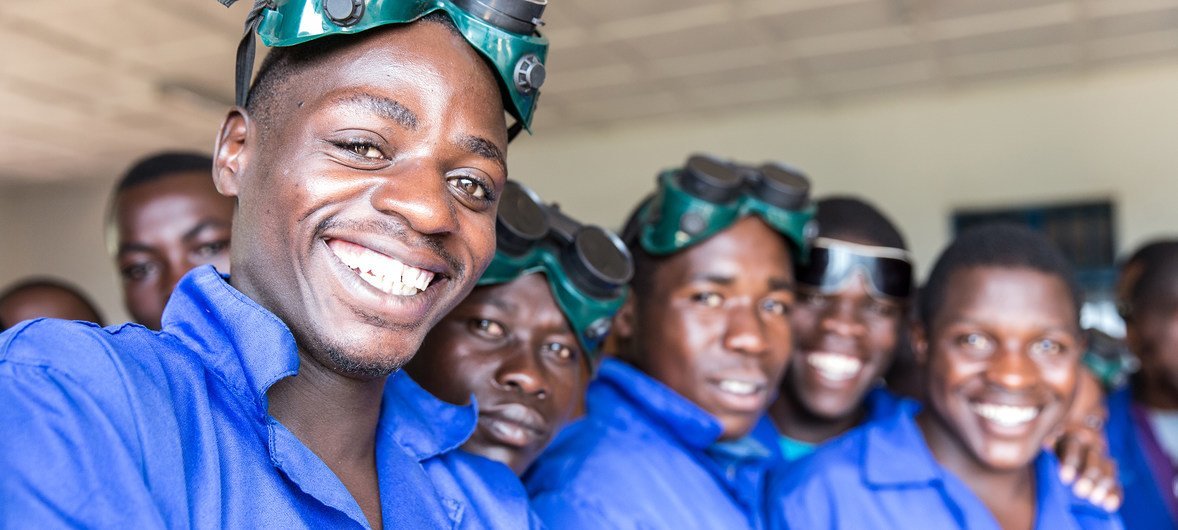 Participants at an International Organization for Migration (IOM) training on welding, mechanics, masonry and tailoring skills in Rwanda. According to a UN report, remittances accounted for 13 per cent of the country's GDP in 2012 figures.
