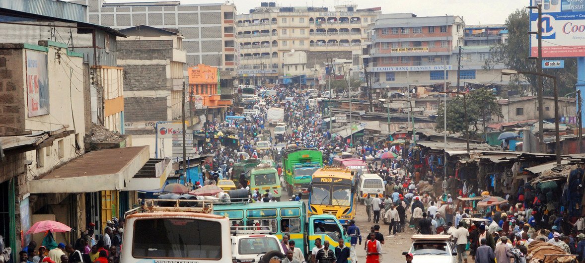 联合国今天发布的数据显示，全球城市人口将继续快速增长，其中亚洲和非洲的增速最快。图为肯尼亚首都内罗毕。