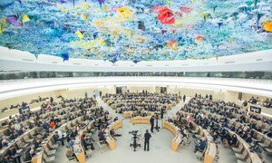 Le Conseil des droits de l'homme des Nations Unies à Genève. Quatre experts nommés par le Conseil ont appelé mercredi les autorités russes à libérer le cinéaste ukrainien Oleg Sentsov