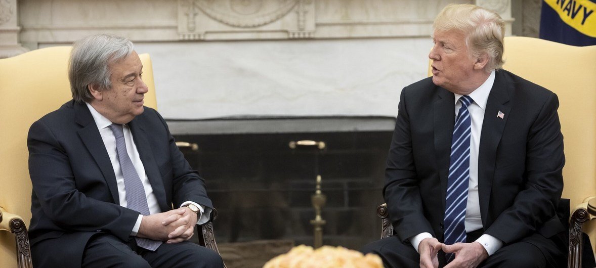 UN Secretary-General António Guterres and United States President Donald J. Trump at the White House in Washington, D.C.