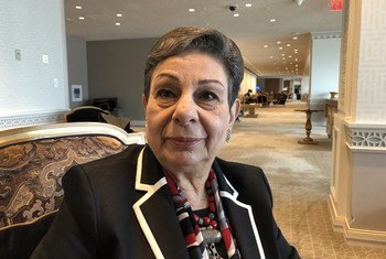 Dr. Hanan Ashrawi, PLO Executive Committee Member, at UN Headquarters in New York, on May 16, 2018.