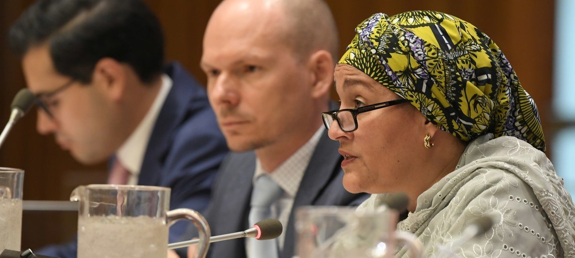 UN Deputy Secretary-General Amina Mohammed addresses the Economic and Social Council special meeting on resilient and inclusive societies for all.