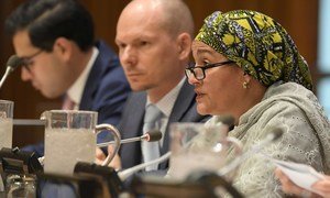 UN Deputy Secretary-General Amina Mohammed addresses the Economic and Social Council special meeting on resilient and inclusive societies for all.