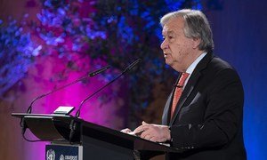 UN Secretary-General António Guterres speaks at the University of Geneva, launching his Agenda for Disarmament, on 24 May 2018.