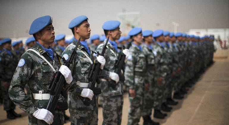 Chinese peacekeepers at a medal parade in Mali.