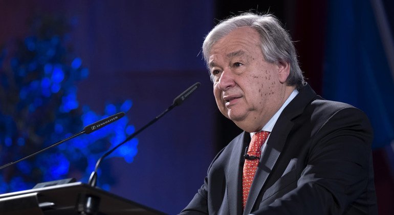 United Nations Secretary-General António Guterres presents his agenda for disarmament "Securing Our Common Future" at Université de Genève - Uni Dufour.