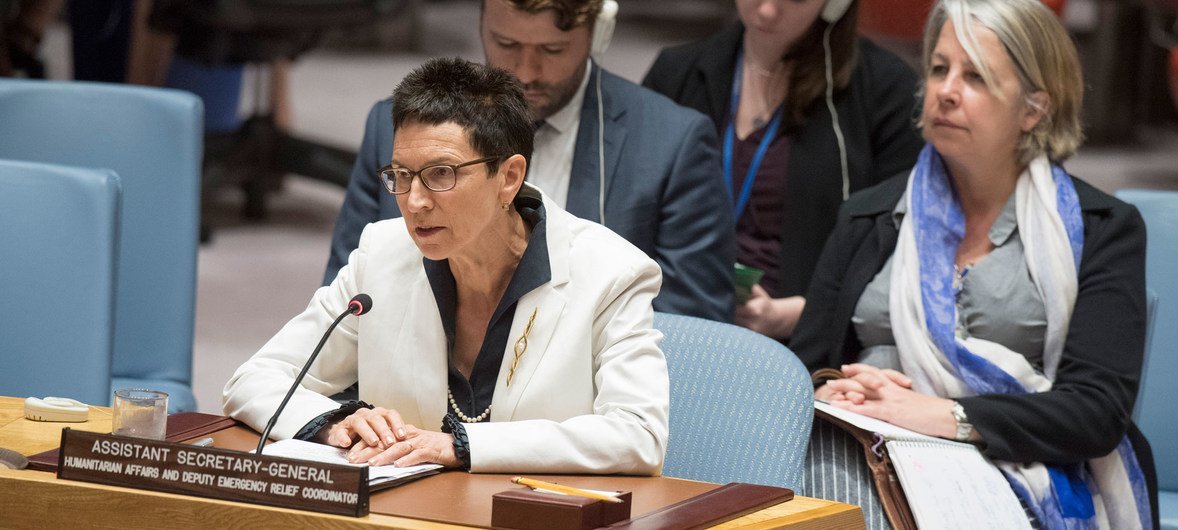 Ursula Mueller, Assistant Secretary-General for Humanitarian Affairs and Deputy Emergency Relief Coordinator, briefs the Security Council.