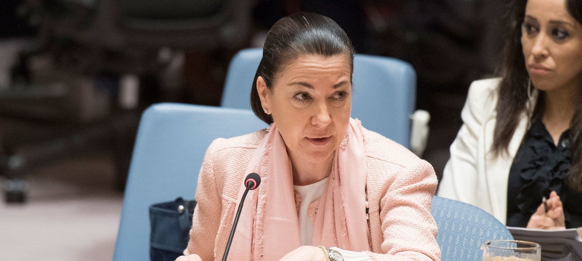 Michèle Coninsx, Assistant Secretary-General and Executive Director of the Counter-Terrorism Committee Executive Directorate (CTED), briefs the Security Council meeting on the situation concerning Iraq.