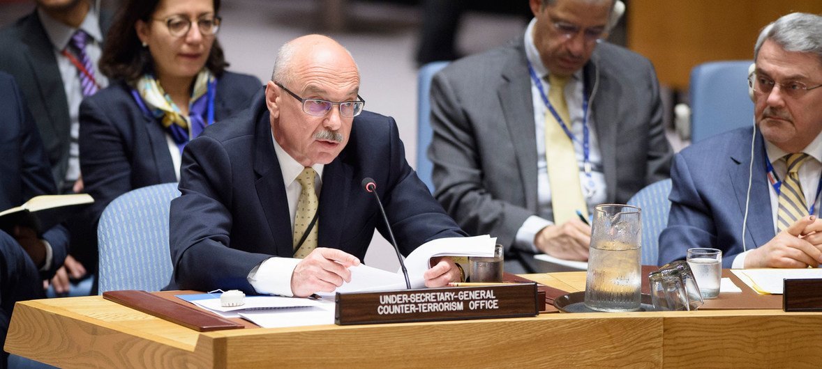 Vladimir Voronkov, Under-Secretary-General of the United Nations Office of Counter-Terrorism, addresses the Security Council meeting on the situation in Iraq..