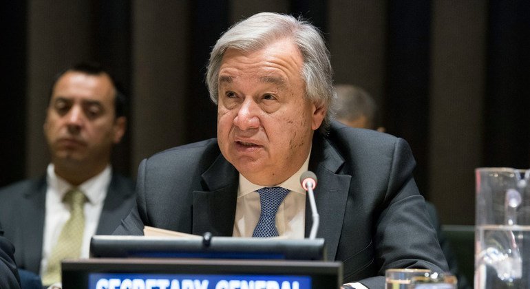 Secretary-General António Guterres makes remarks during the high-level debate to mark the 15th anniversary of the adoption of the United Nations Convention against Corruption.