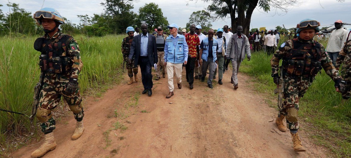 Mark Lowcock, the UN Emergency Relief Coordinator arrives in Mundu in South Sudan's Central Equatoria province. The area is under the control of the Sudan People's Liberation Army (SPLA)-in opposition.