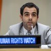 "人权观察组织"以色列和巴勒斯坦事务主任奥马尔·沙吉尔2016年10月18日在纽约的一次会议上发言。
