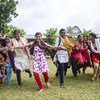 Girls run and play the sport of "kabbadi" at a Government-run middle school in rural India. According to the UN health agency, exercising and playing sports can help the human body fight off various diseases.