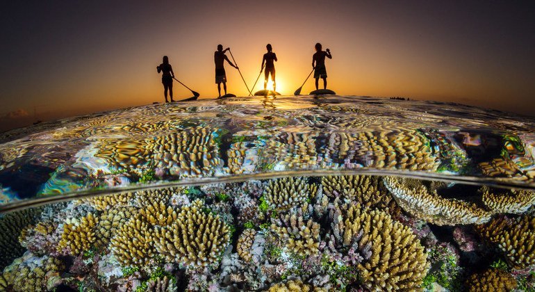 Paddle boarders from the Pacific island of Tonga demonstrates the innate bond humans have with the ocean.