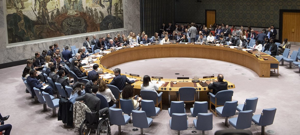 Vue de la salle du Conseil de sécurité de l'ONU.