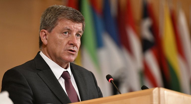 Guy Ryder, ILO Director-General, speaking at the opening session of the 107th Session of the International Labour Conference. Geneva, 28 May 2018.