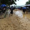 Проливные дожди сильно размыли почву в местности, где располагается лагерь беженцев рохинджа в Кокс-Базар, Бангладеш