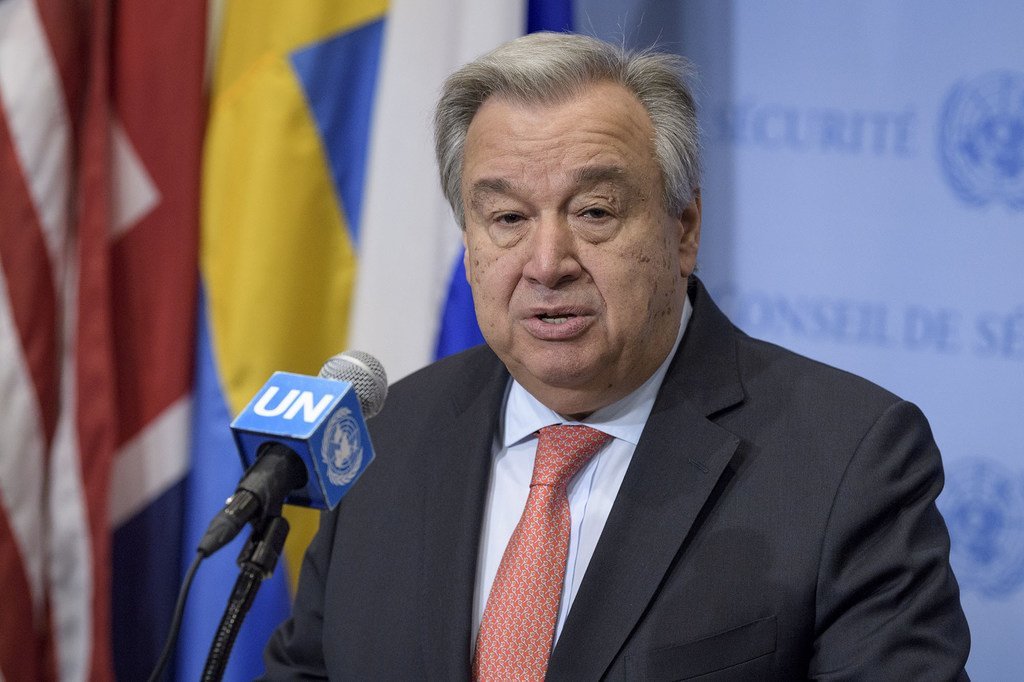Le Secrétaire général de l'ONU, António Guterres, lors d'un point de presse le 11 juin 2018 à New York. 