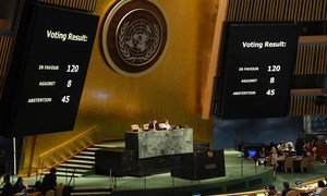 The UN General Assembly votes on and adopts resolution on the Protection of the Palestinian civilian population.