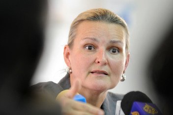 UN Humanitarian Coordinator for Yemen, Lise Grande at a press conference. (file)