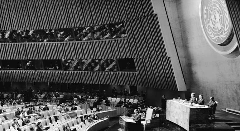 The United Nations General Assembly adopts the 