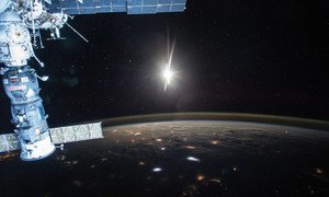 The breaking of dawn over planet Earth, seen from the International Space Station.