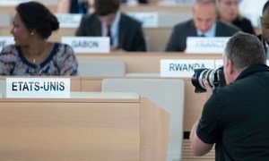 The seat vacated by the United States of America at the Human Rights Council in Geneva. 20 June 2018.