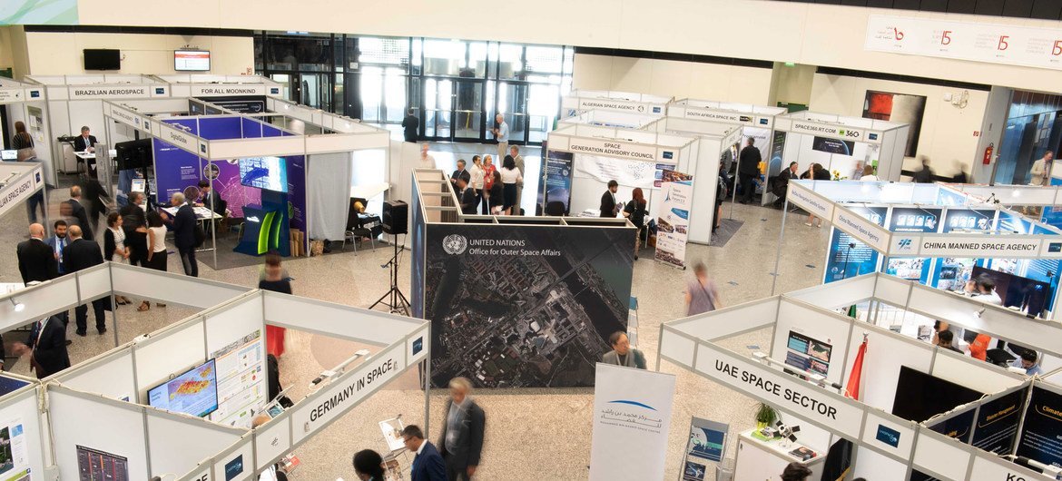 Glimpses of the UNISPACE+50 exhibition, which features over 40 exhibitors showcasing the latest advances in space technology and a preview of what is to come in the near future.