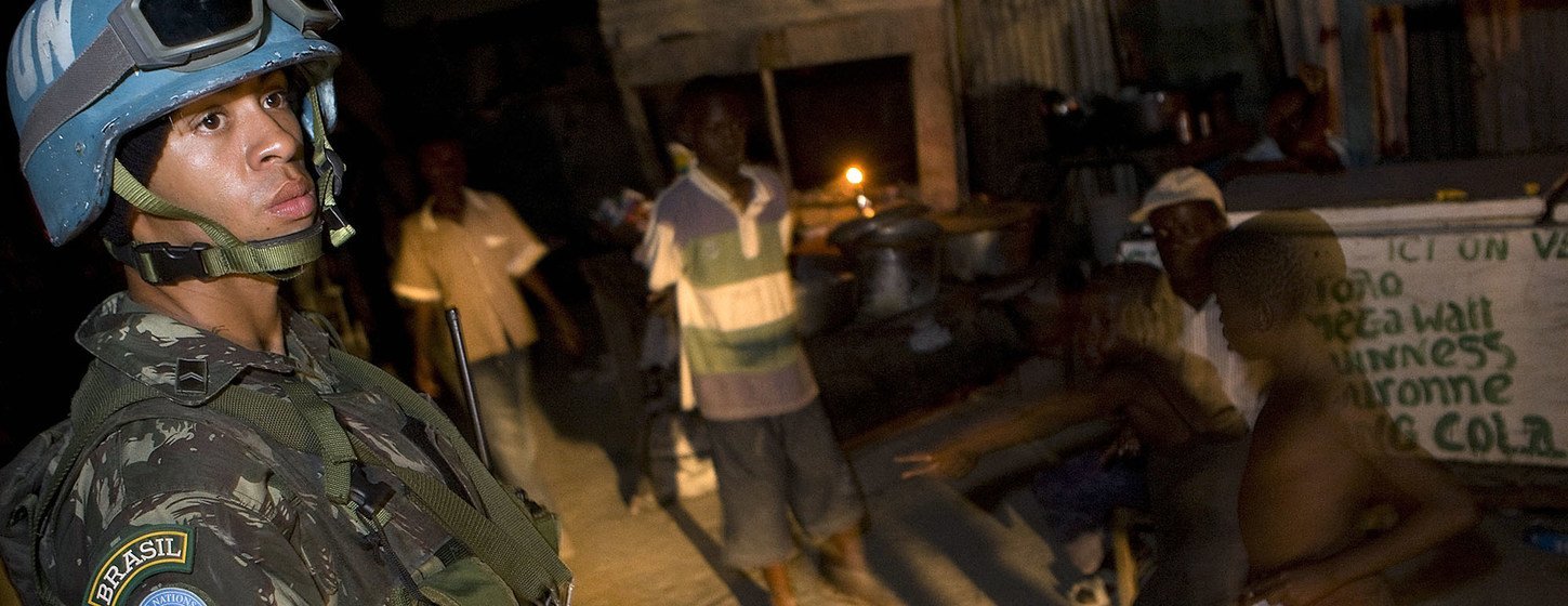 Brazilian Peacekeepers patrol Ciité Soleil,the poorest and more dangerous slum in Port au Prince, Haiti. 17 February 2010.