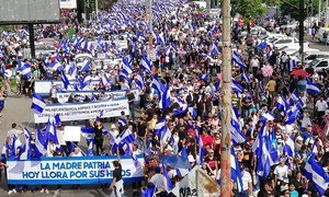 Thousands of Nicaraguans have protested since April. More than a hundred people have died in clashes with the authorities. (file)