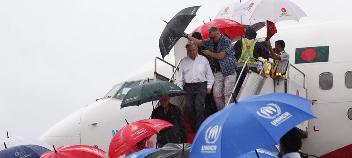 António Guterres chega ao distrito de Cox's Bazar que é afetado por fortes chuvas de monção.