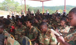 Aquí se ven tropas en el Centro de Capacitación de la Misión de Paz en la capital de Zambia, Lusaka, en proceso de capacitación proporcionado por cortesía de los Estados Unidos antes de su despliegue en la República Centroafricana.