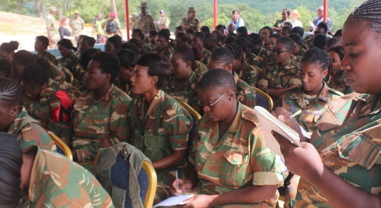 Troops at the Peace Mission Training Center in the Zambian capital, Lusaka, undergoing training provided courtesy of the United States ahead of their deployment to CAR.