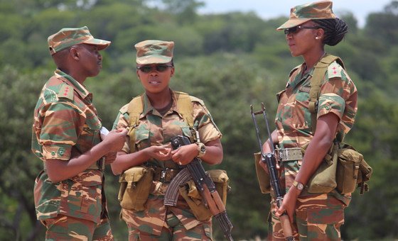 Troops at the Peace Mission Training Center in the Zambian capital, Lusaka, undergoing training provided courtesy of the United States ahead of their deployment to CAR.