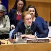 Henrietta H. Fore, Executive Director of the United Nations Children's Fund (UNICEF), addresses the Security Council meeting on children and armed conflict. July 9, 2018