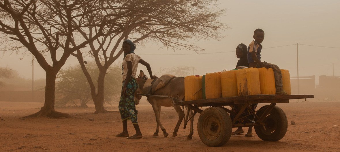 A family go in search of water in Burkina Faso where more than 950,000 people are severely food insecure, notably in the conflict-hit northern regions.
