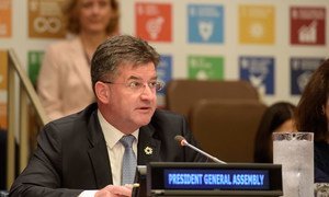 Le Président de l’Assemblée générale des Nations Unies, Miroslav Lajčák, s'exprimant à l’ouverture de la réunion ministérielle du Forum politique de haut niveau sur le développement durable 2018.
