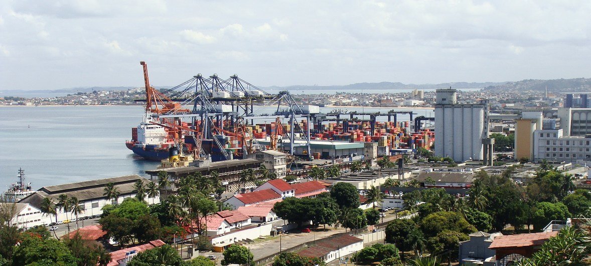 The Port of Salvador in All Saints Bay, Bahia, handles both cargo and cruise ships.
