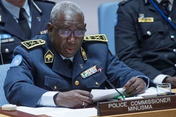 Issoufou Yacouba, Police Commissioner of the UN Multidimensional Integrated Stabilization Mission in Mali (MINUSMA), briefs the Security Council.