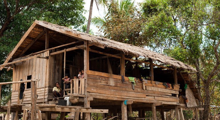 2011 photo of a typical village home in Attapeu province, Lao People's Democratic Republic. Tropical Storm Son-Tinh caused heavy rainfall, resulting in a dam breach on Monday that destroyed entire villages.  Floods were particularly severe in 13 villages 
