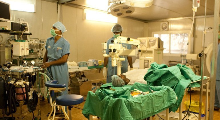 Indian doctors at the UN peacekeeping mission in the Democratic Republic of the Congo perform cataract surgery on local people.