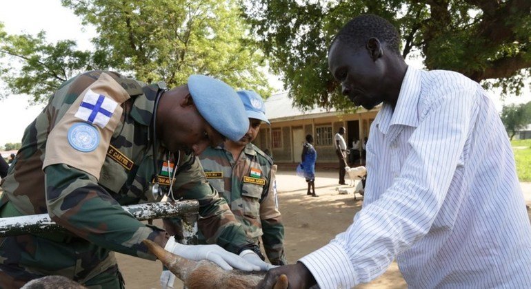 Indian peacekeepers providing much-needed veterinary support to local farmers and cattle breeders in South Sudan.