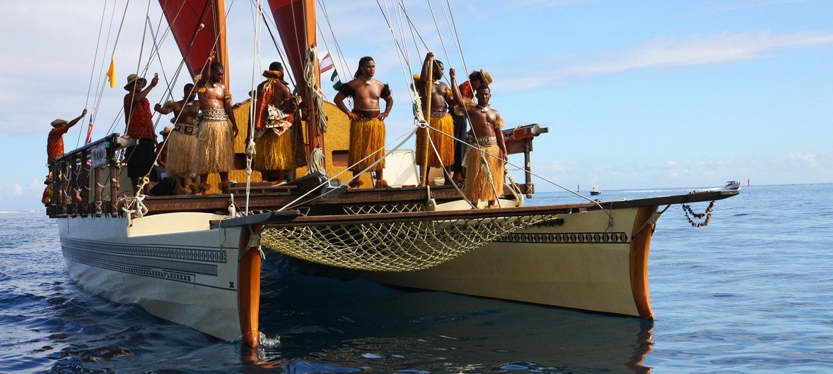The Fijian vessel Uto ni Yalo sailing into harbour.