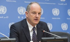 David Shearer, head of the United Nations Mission in South Sudan (UNMISS) speaks at a press conference at UN Headquarters in New York, 26 April 2017.
