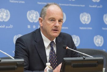 David Shearer, head of the United Nations Mission in South Sudan (UNMISS) speaks at a press conference at UN Headquarters in New York, 26 April 2017.