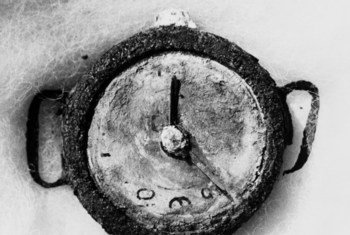Los restos de un reloj encontrado en las ruinas de Hiroshima, en Japón, que se paró a la hora exacta de la explosión el 6 de agosto de 1945.
