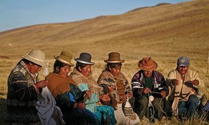 En la Comunidad alpaquera de Nuñoa en Puno, hombres y mujeres hilan y tejen prendas en base a la fibra de las alpacas.