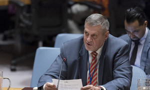 Le Représentant spécial du Secrétaire général pour l'Iraq, Ján Kubiš, devant le Conseil de sécurité en août 2018.