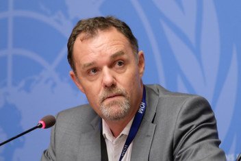 Paul Dillon, spokesperson for the International Organization for Migration (IOM), at a press conference in the United Nations Office at Geneva, 26 July 2018.